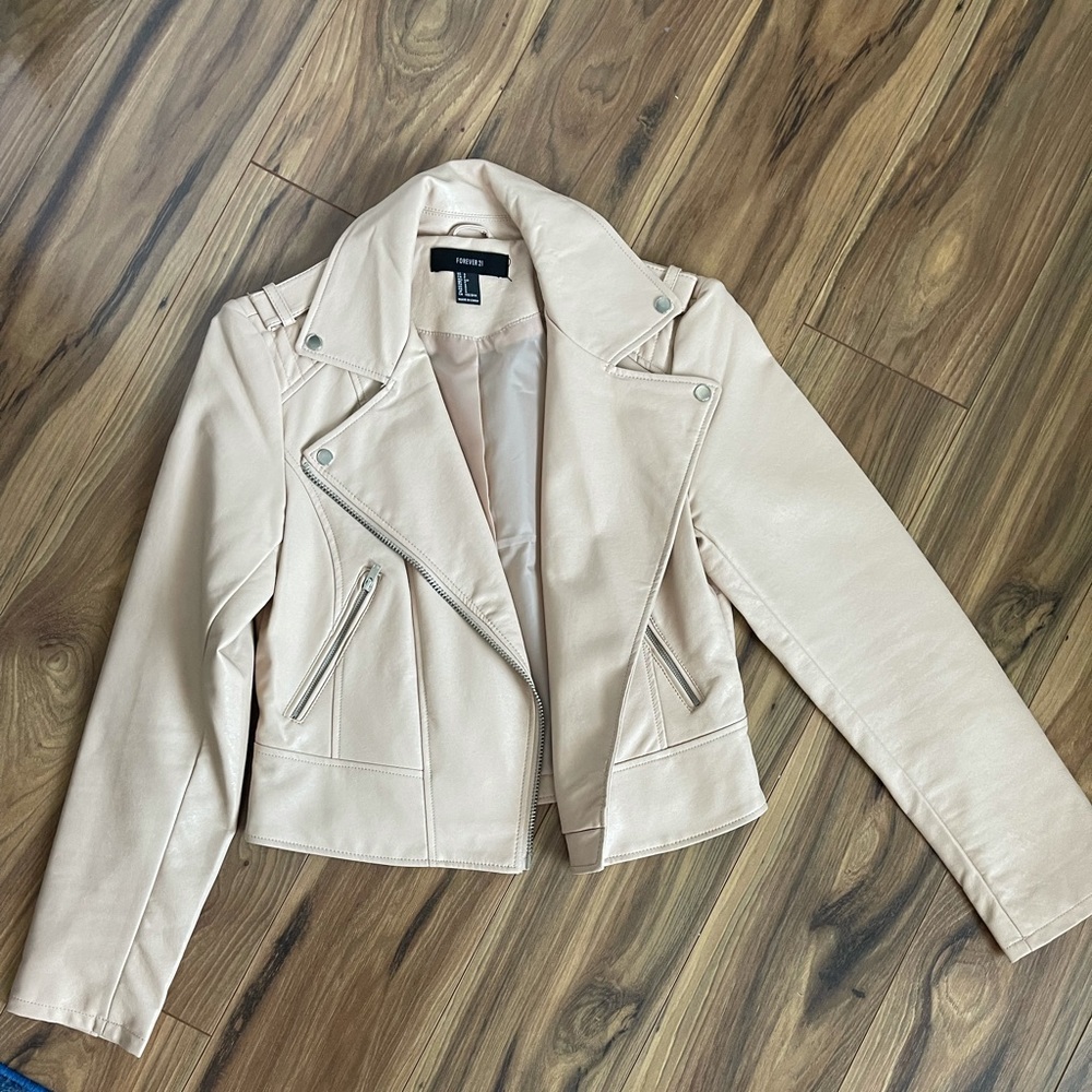 Nude faux leather Moto Jacket